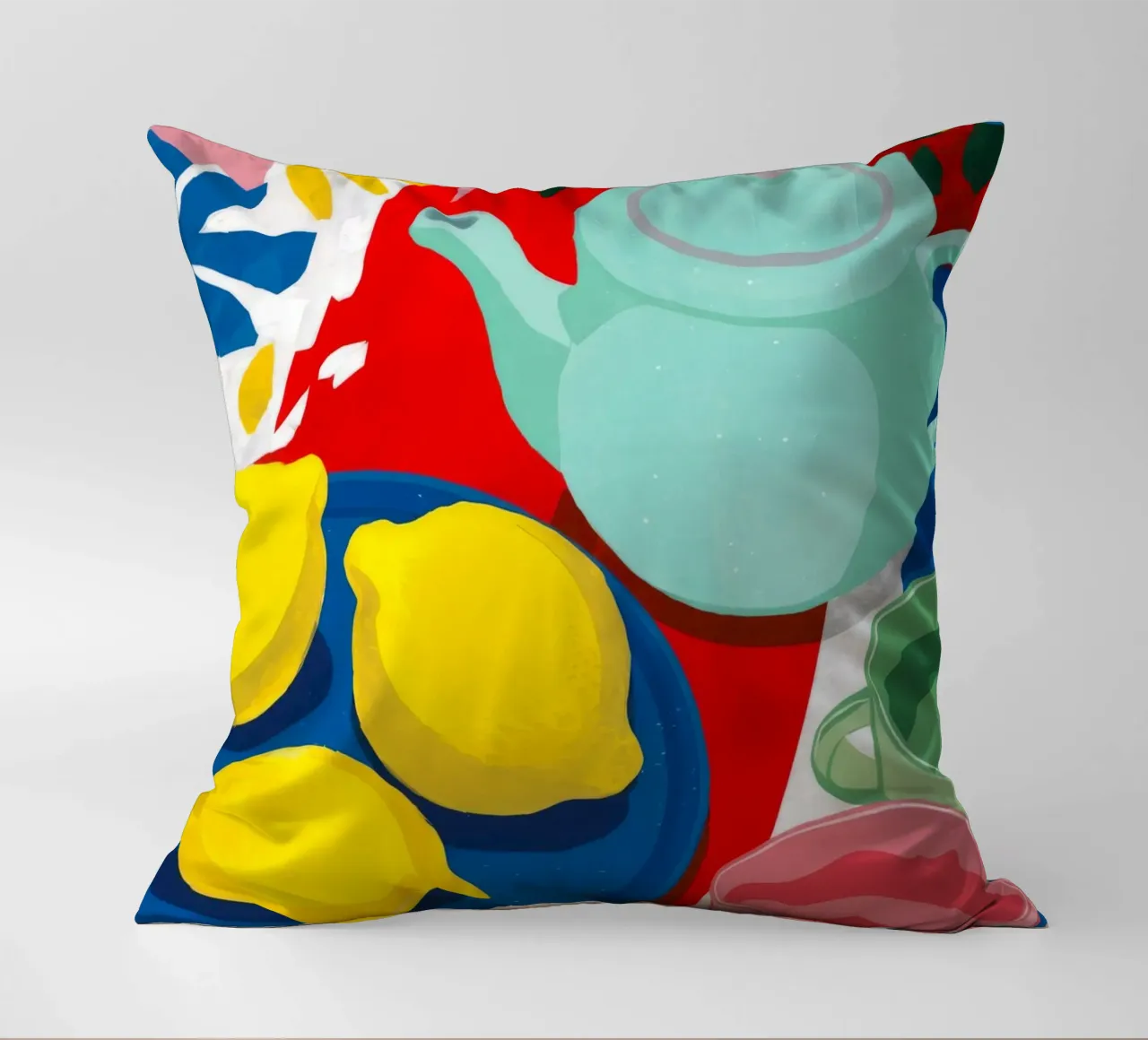 Lemon Teapot Abstraction decorative cushion by Haven Fantasy