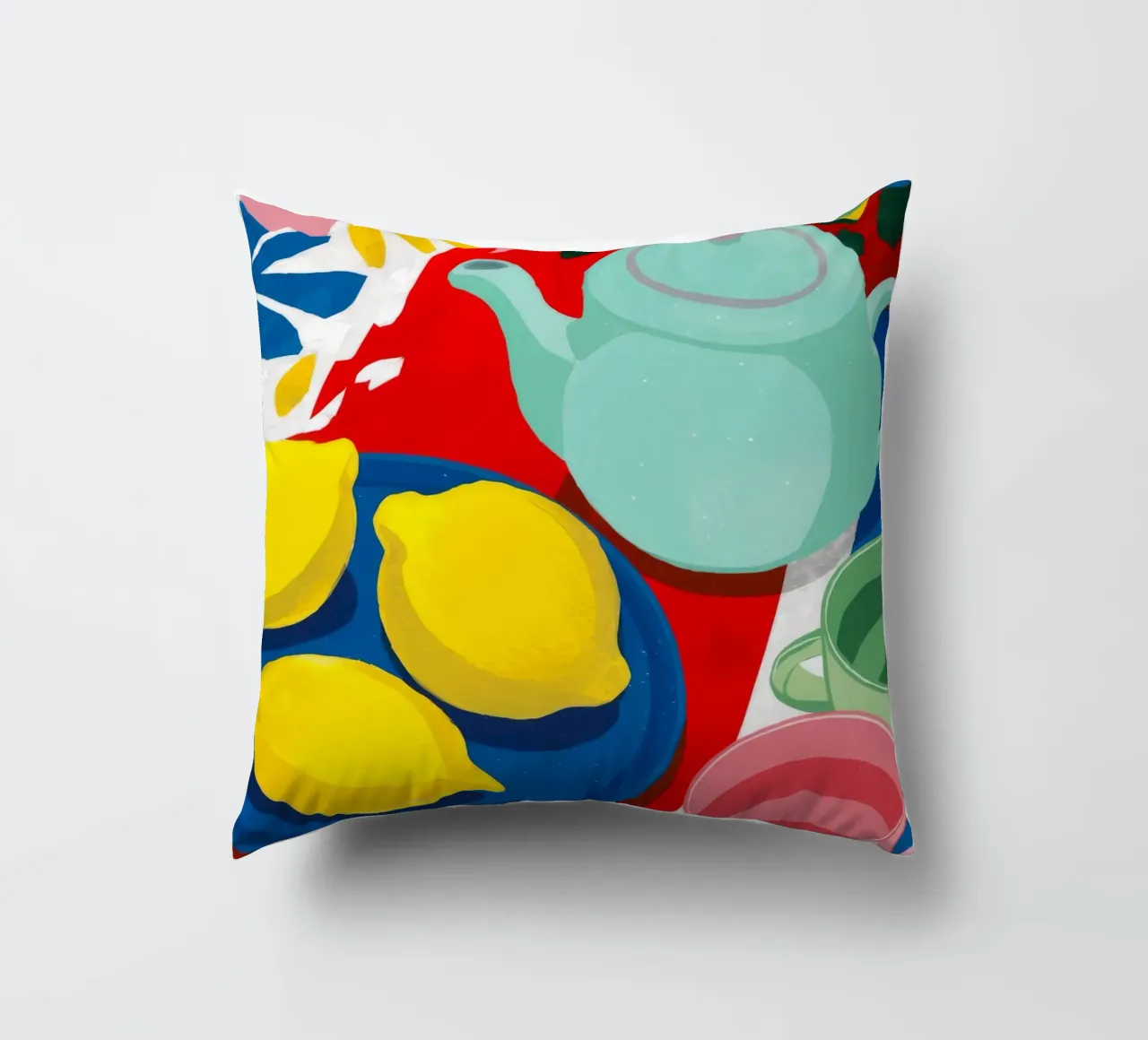 Lemon Teapot Abstraction decorative cushion by Haven Fantasy