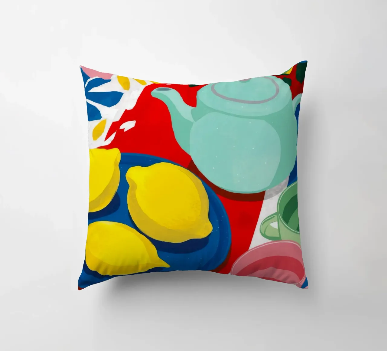 Lemon Teapot Abstraction decorative cushion by Haven Fantasy