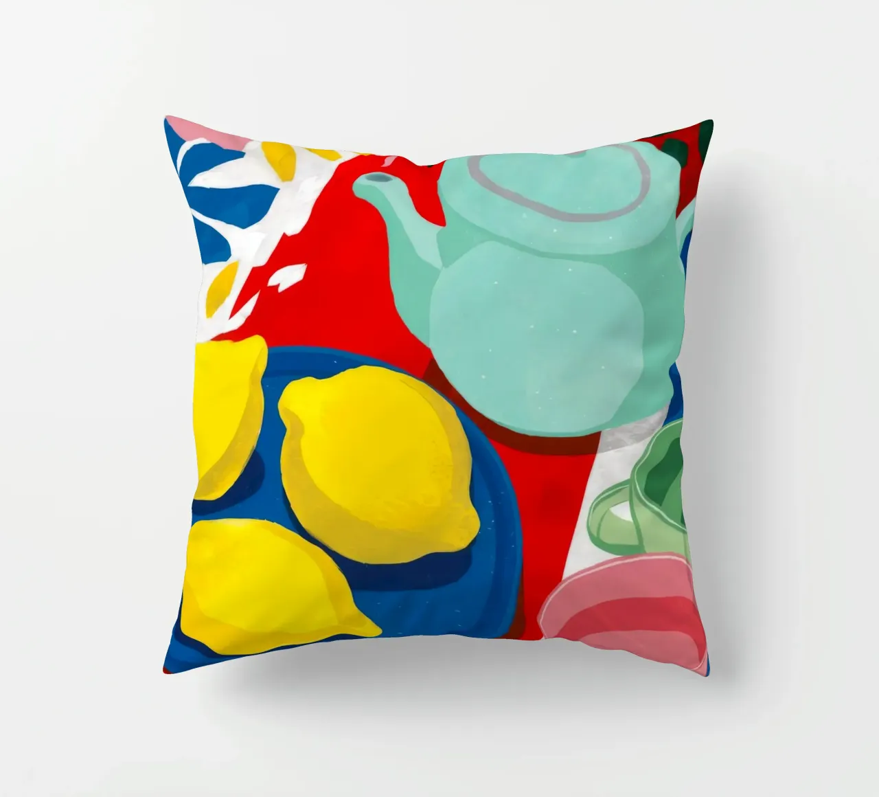 Lemon Teapot Abstraction decorative cushion by Haven Fantasy