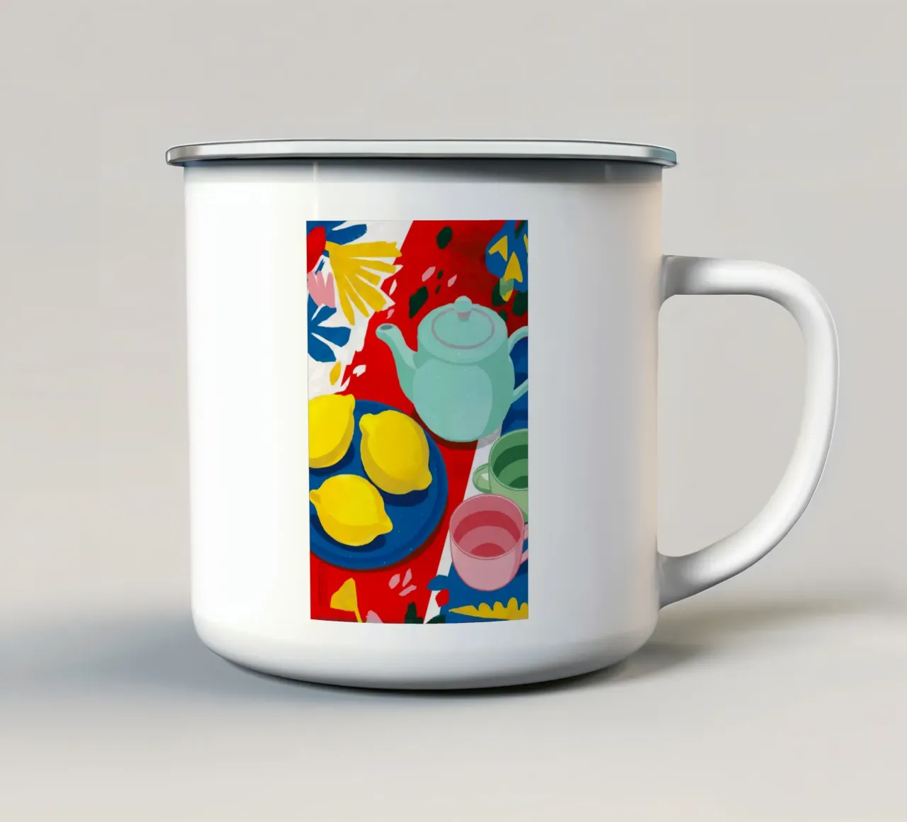 Tetera de limón Abstracción taza de esmalte de Haven Fantasy