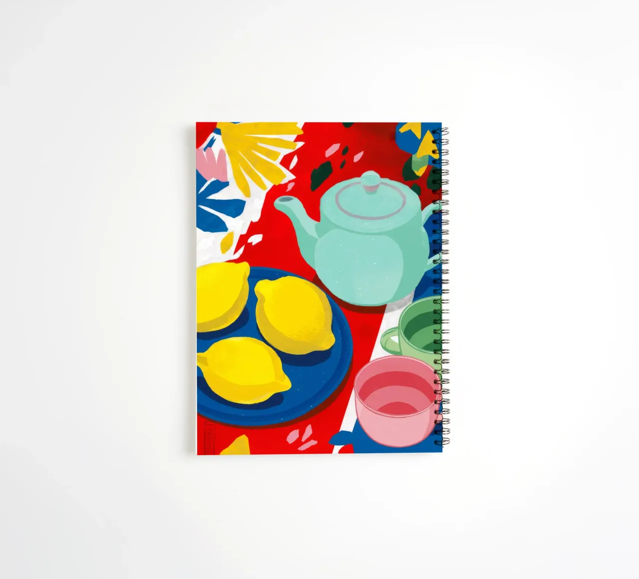 Lemon Teapot Abstraction spiral notebook by Haven Fantasy