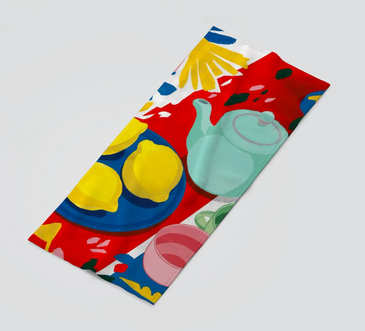 Lemon Teapot Abstraction beach towel by Haven Fantasy