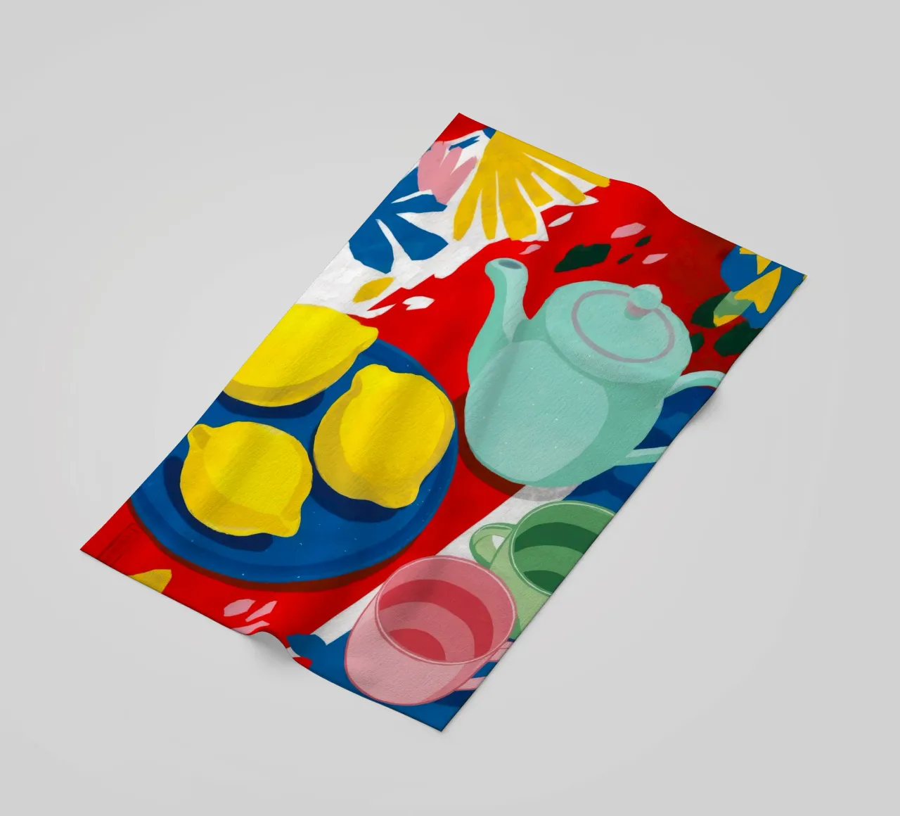 Lemon Teapot Abstraction beach towel by Haven Fantasy