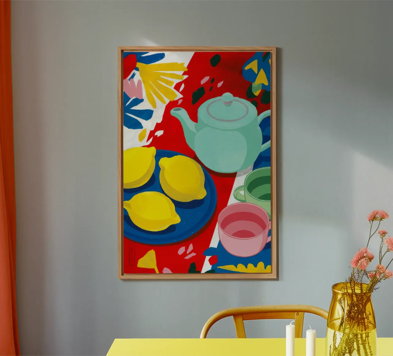 Lemon Teapot Abstraction alu-dibond by Haven Fantasy