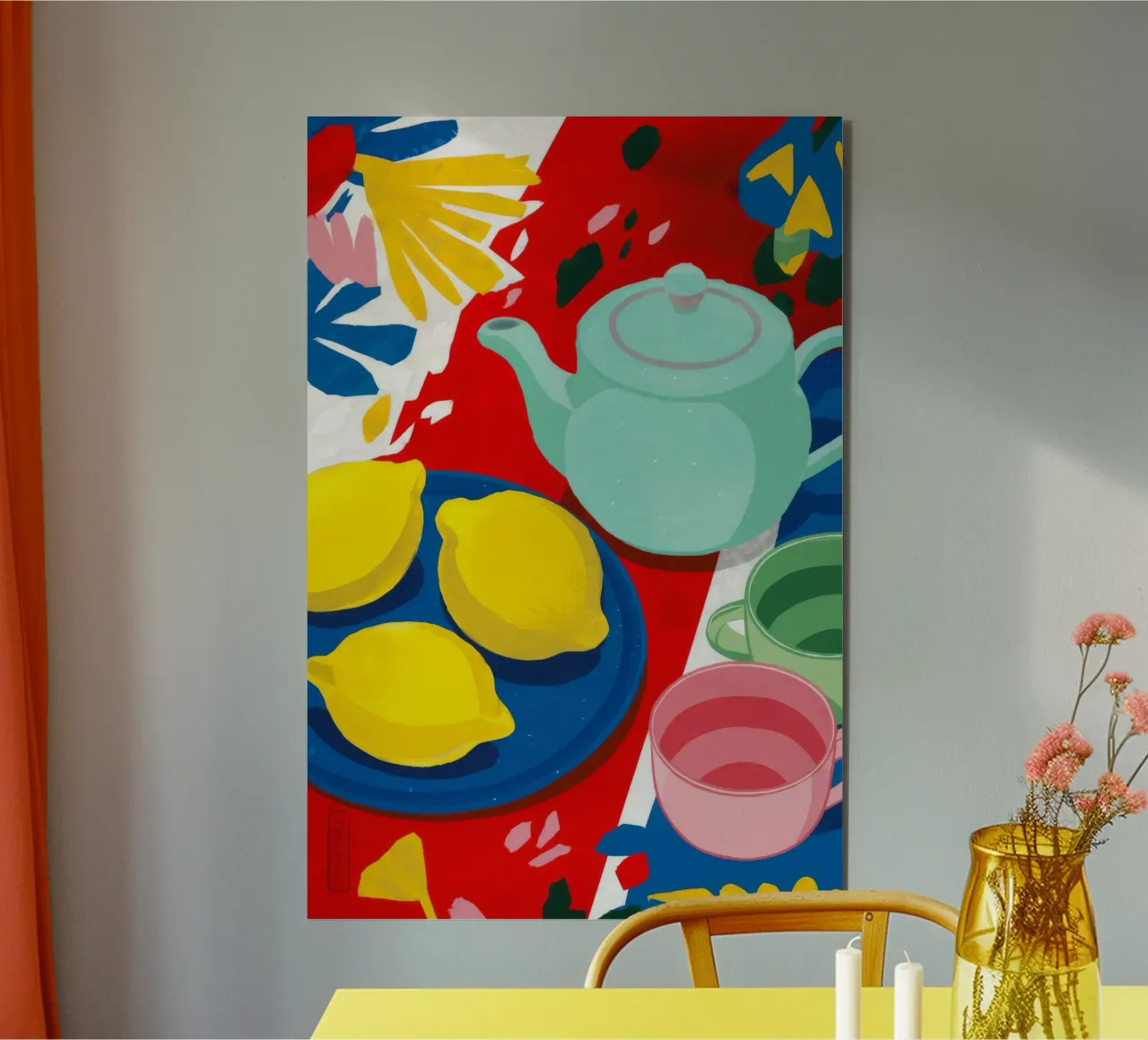 Lemon Teapot Abstraction alu-dibond by Haven Fantasy