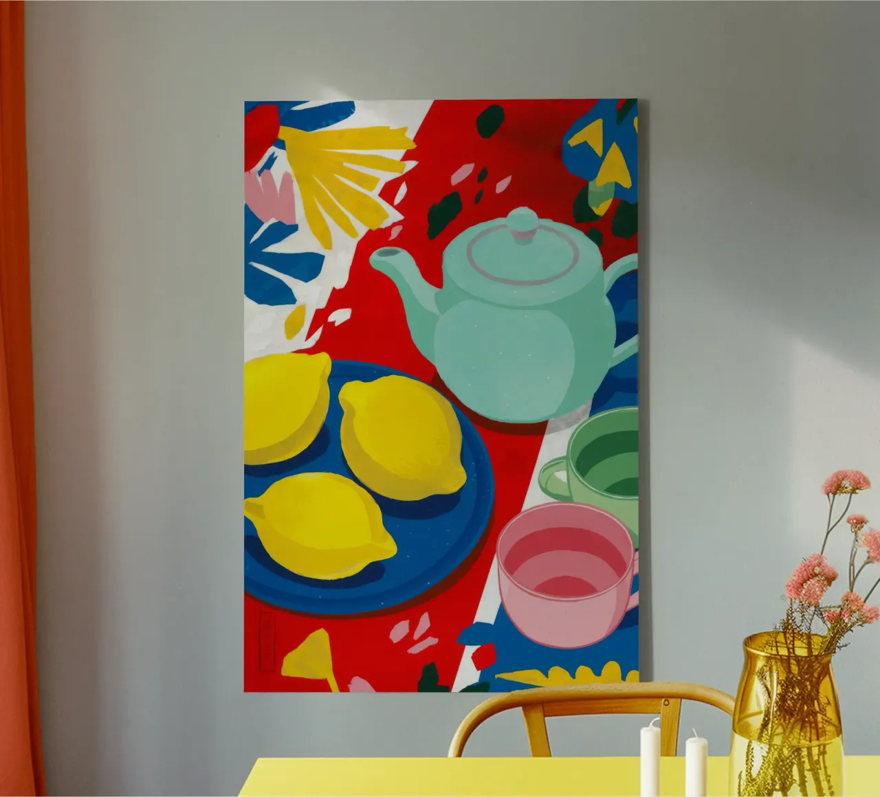 Lemon Teapot Abstraction canvas by Haven Fantasy