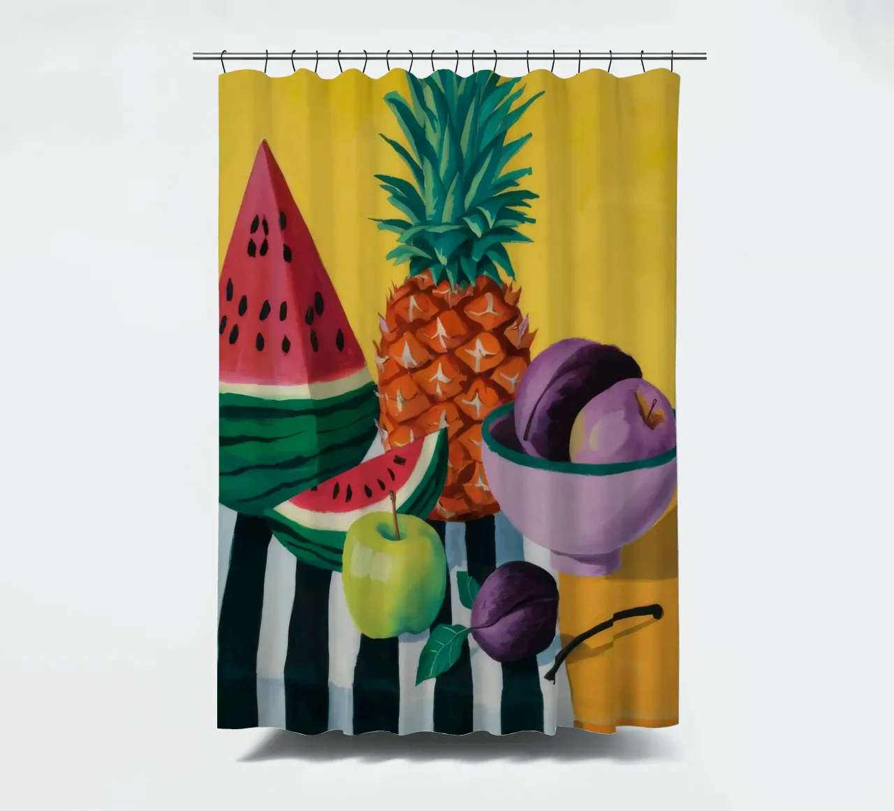 Pineapple Noir Feast shower curtain by Fable Tempa