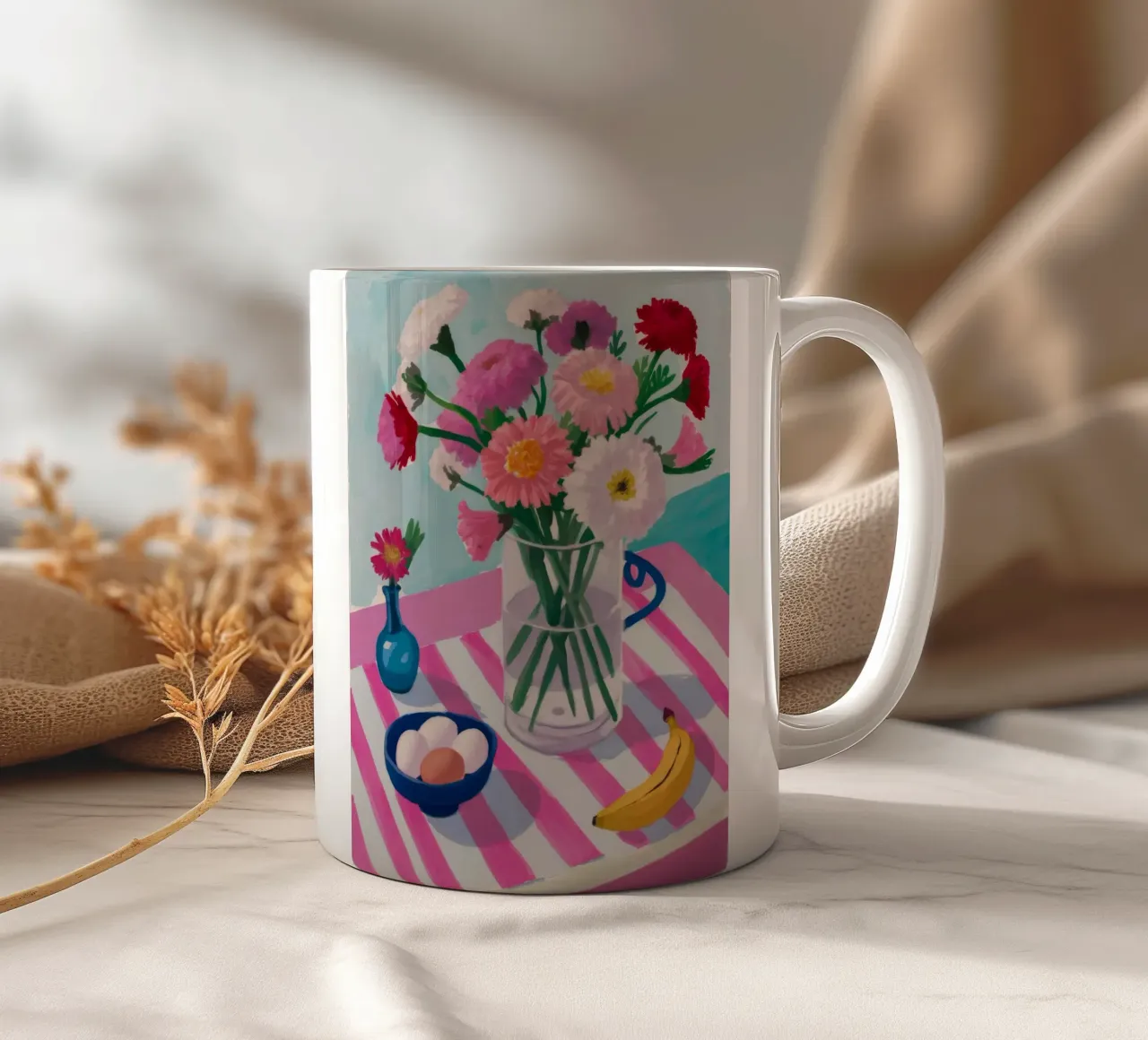 Gestreifte Vase Frühstück Keramik Tasse von Haven Fantasy