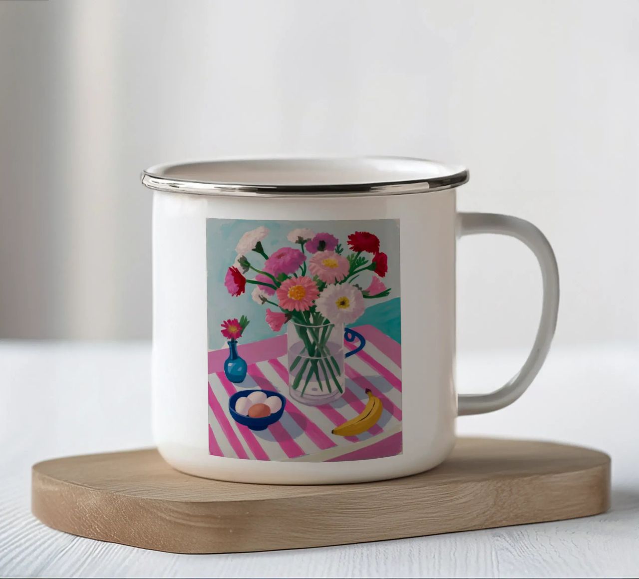 Vaso a righe Colazione tazza in smalto da Haven Fantasy