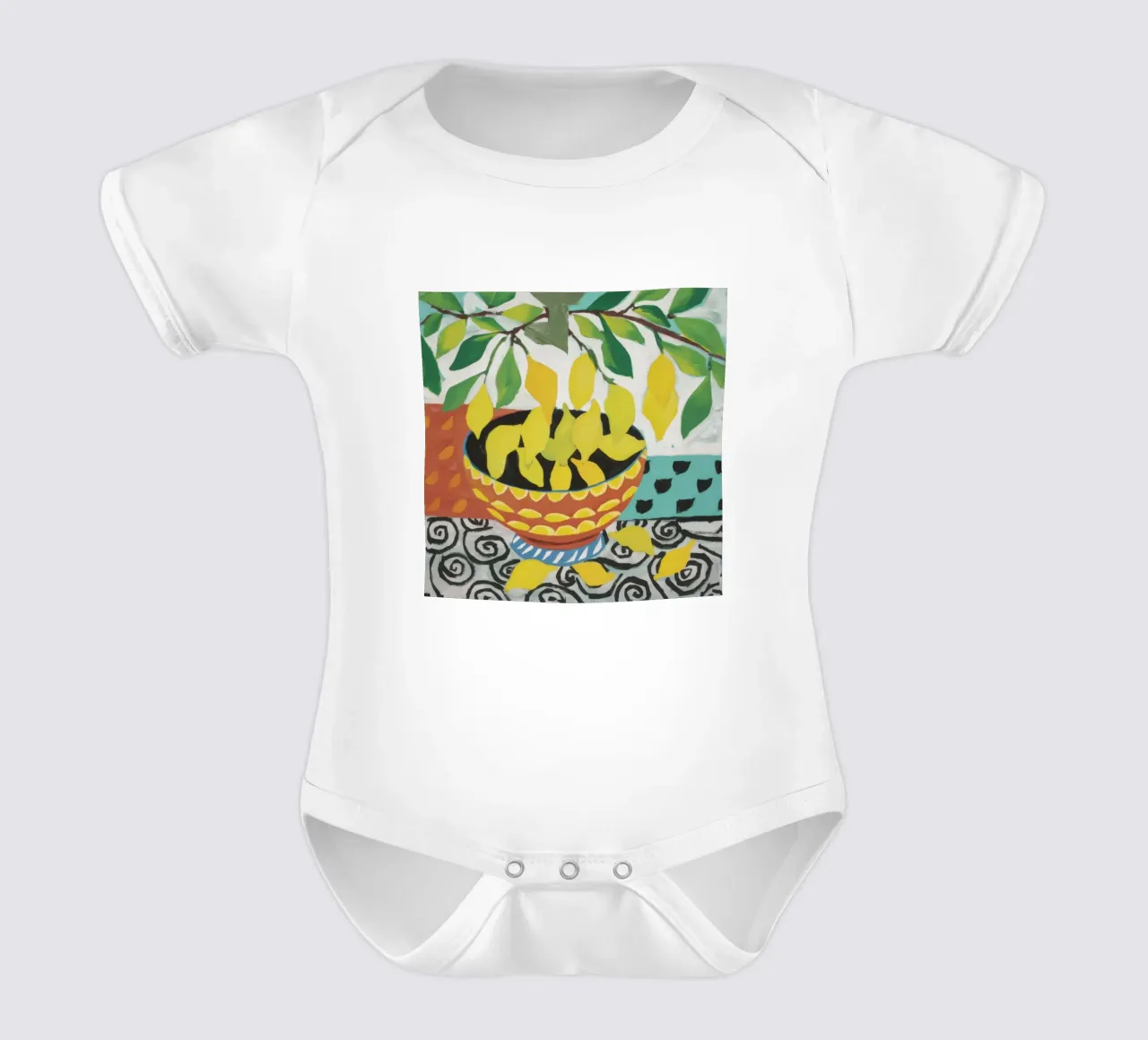 Swirl Table Lemons short-sleeve baby romper by Tiga Bersama