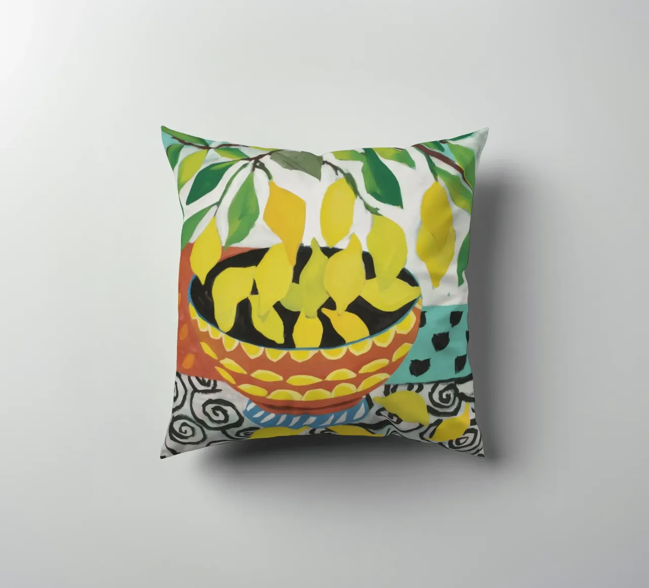 Swirl Table Lemons decorative cushion by Tiga Bersama