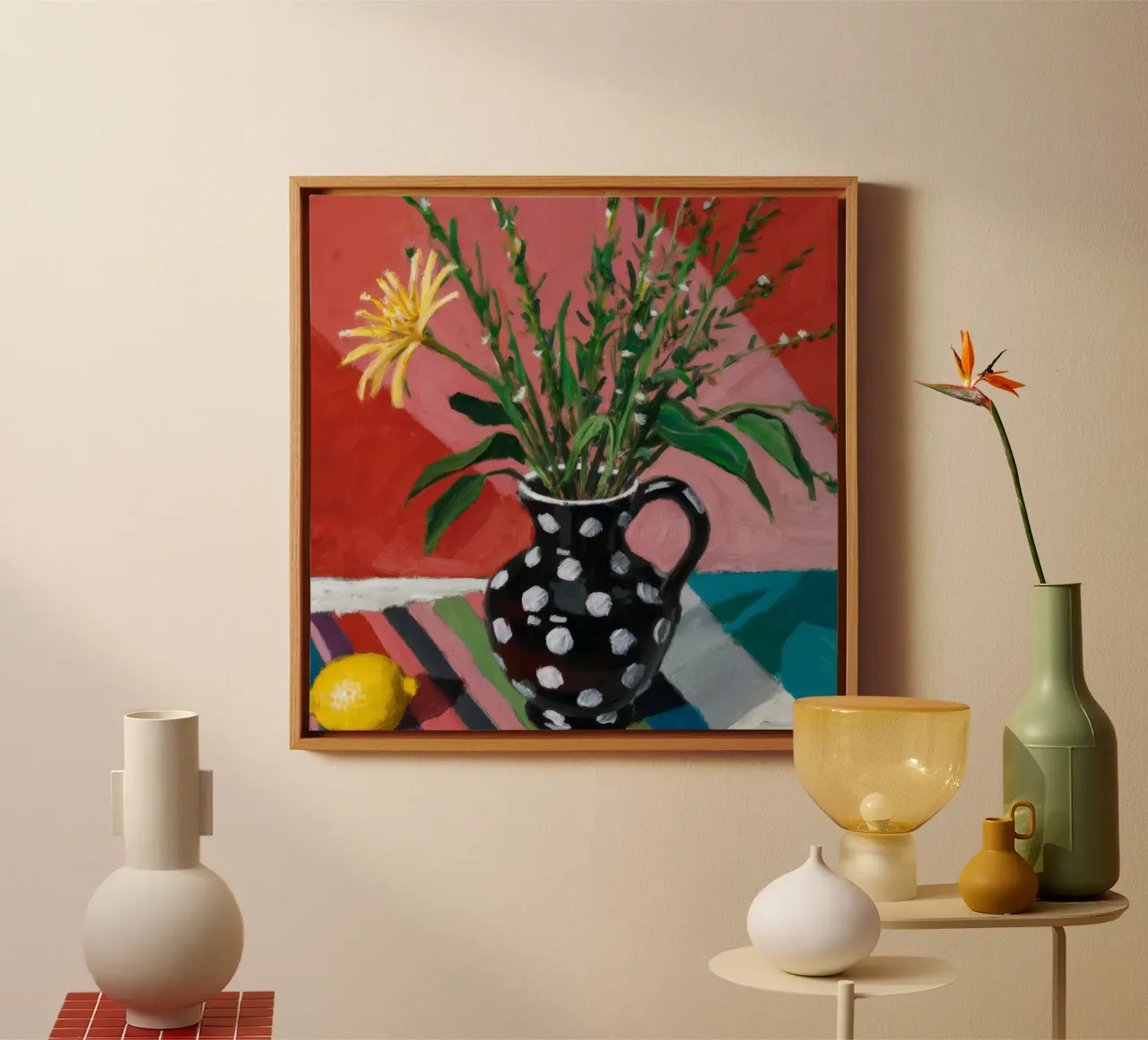 Gevlekte vaas lavendel canvas met Baklijst van Fable Tempa