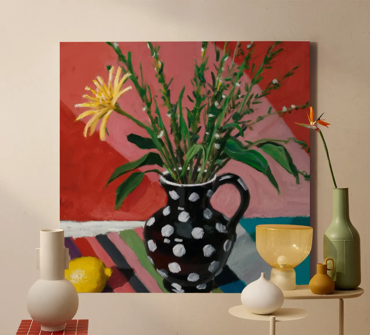 Gevlekte vaas lavendel canvas met Baklijst van Fable Tempa