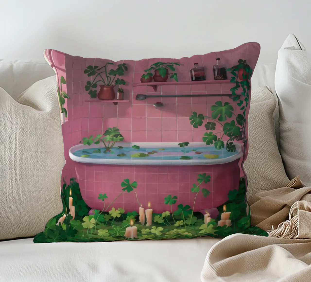 Vasca da bagno rosa Jungle cuscino da Pan Denim