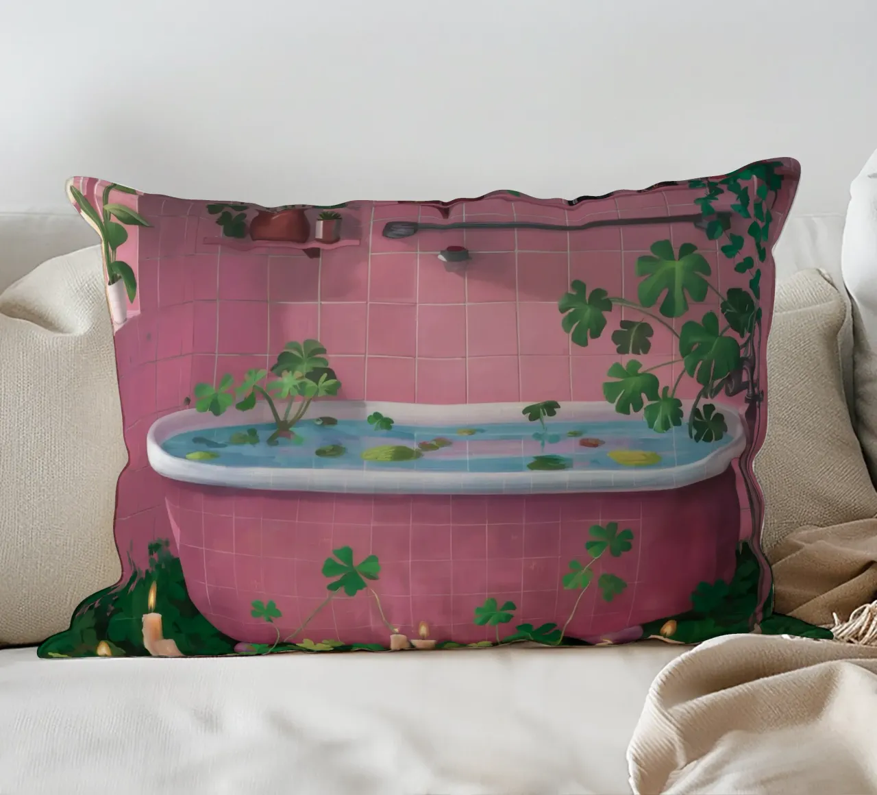 Vasca da bagno rosa Jungle cuscino da Pan Denim