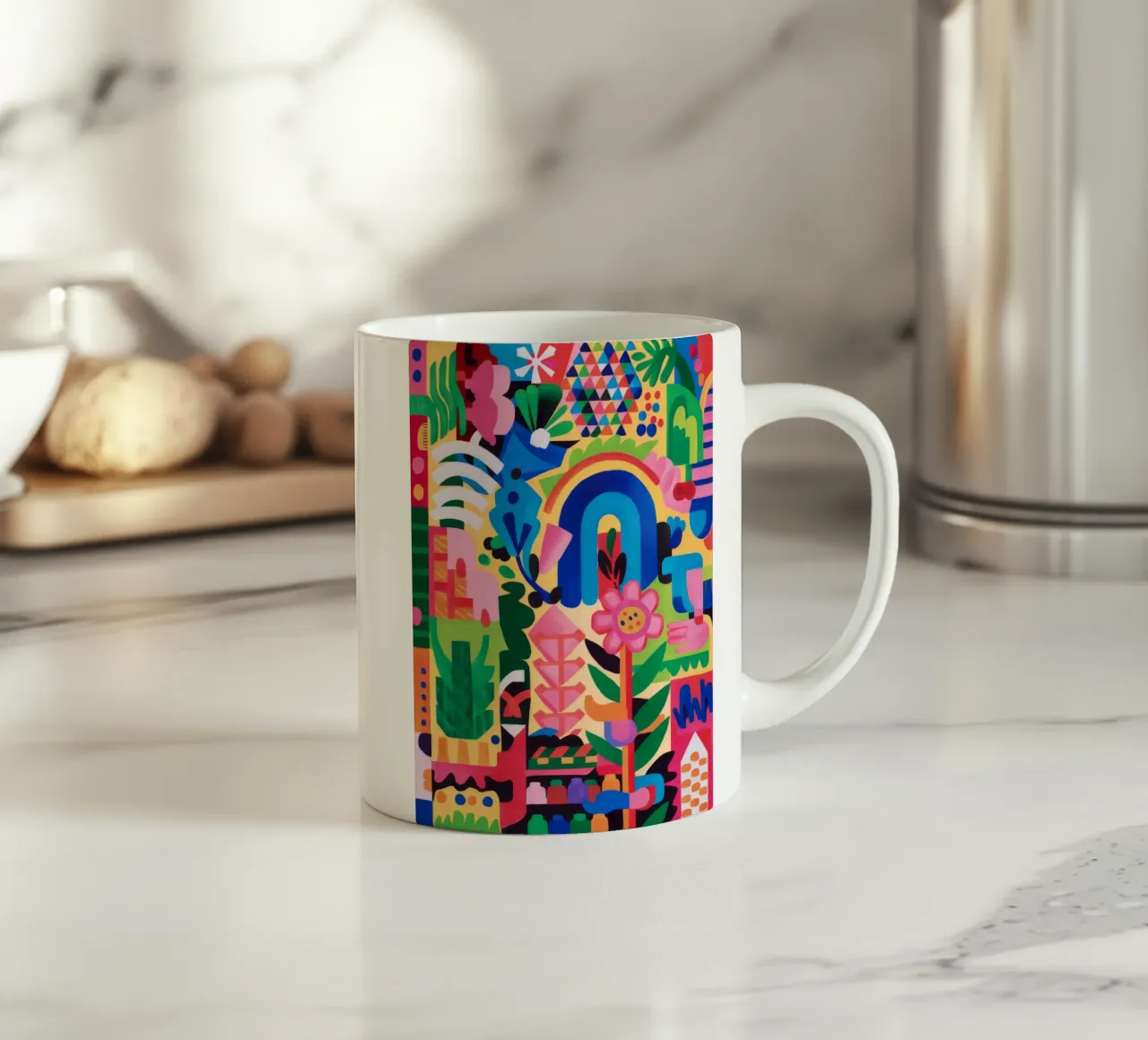 Totem della gioia arcobaleno tazza in ceramica da Tiga Bersama
