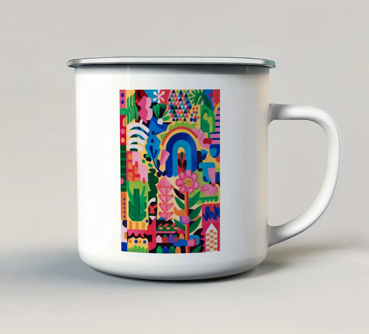 Totem della gioia arcobaleno tazza in smalto da Tiga Bersama