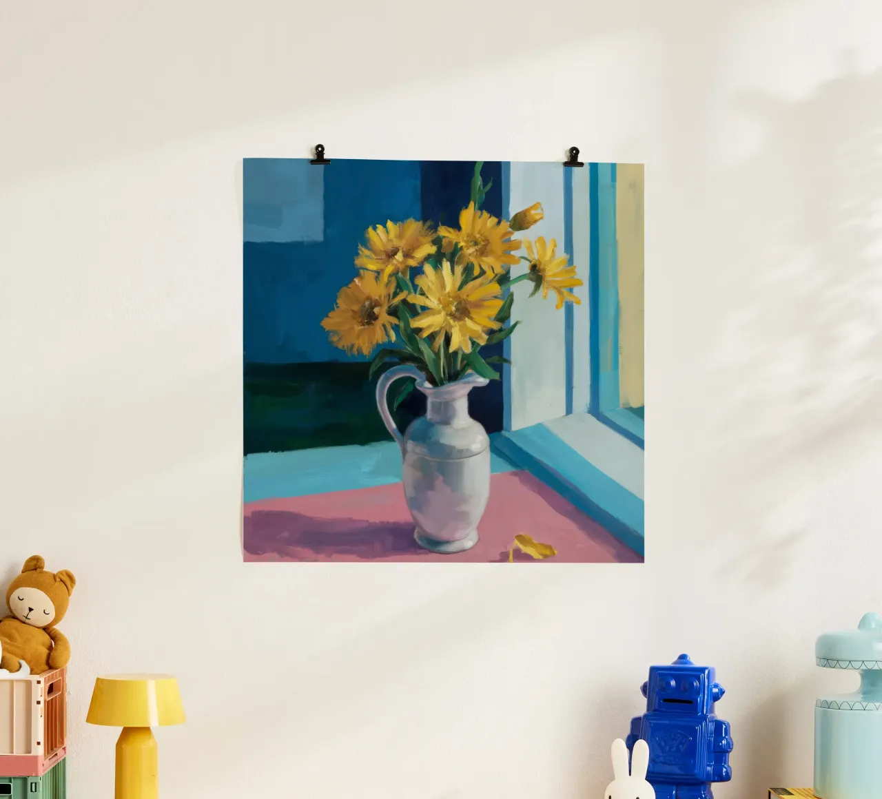 Davanzale con girasole poster con telaio in alluminio da Fable Tempa