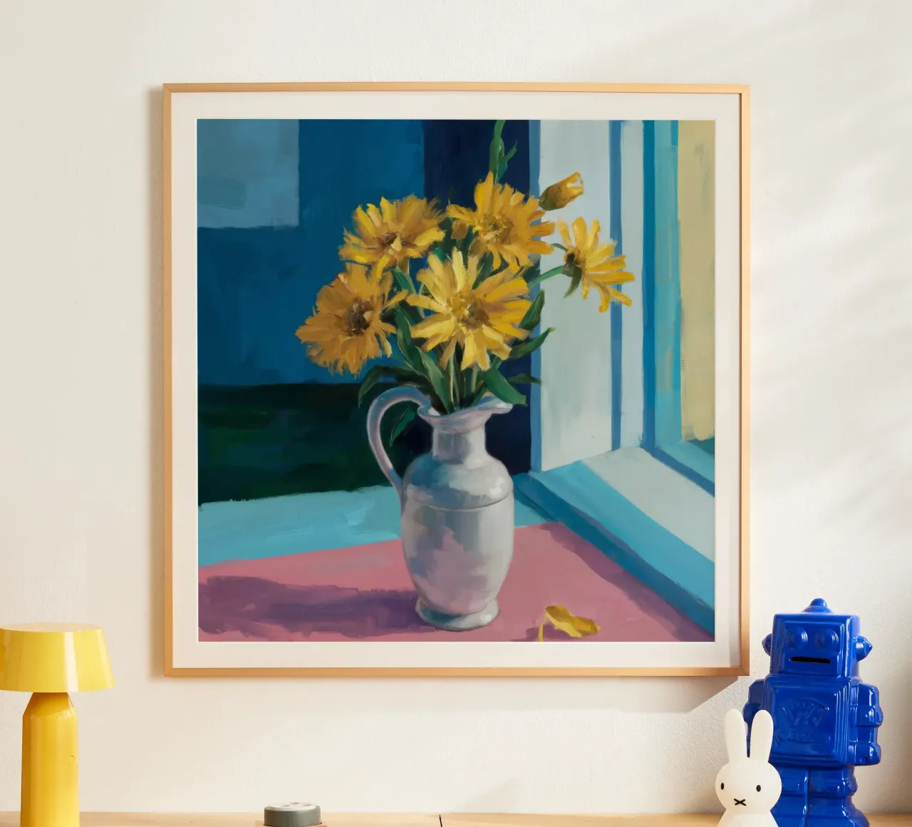 Davanzale con girasole poster con telaio in alluminio da Fable Tempa