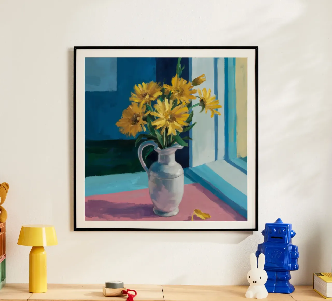 Davanzale con girasole poster con telaio in alluminio da Fable Tempa