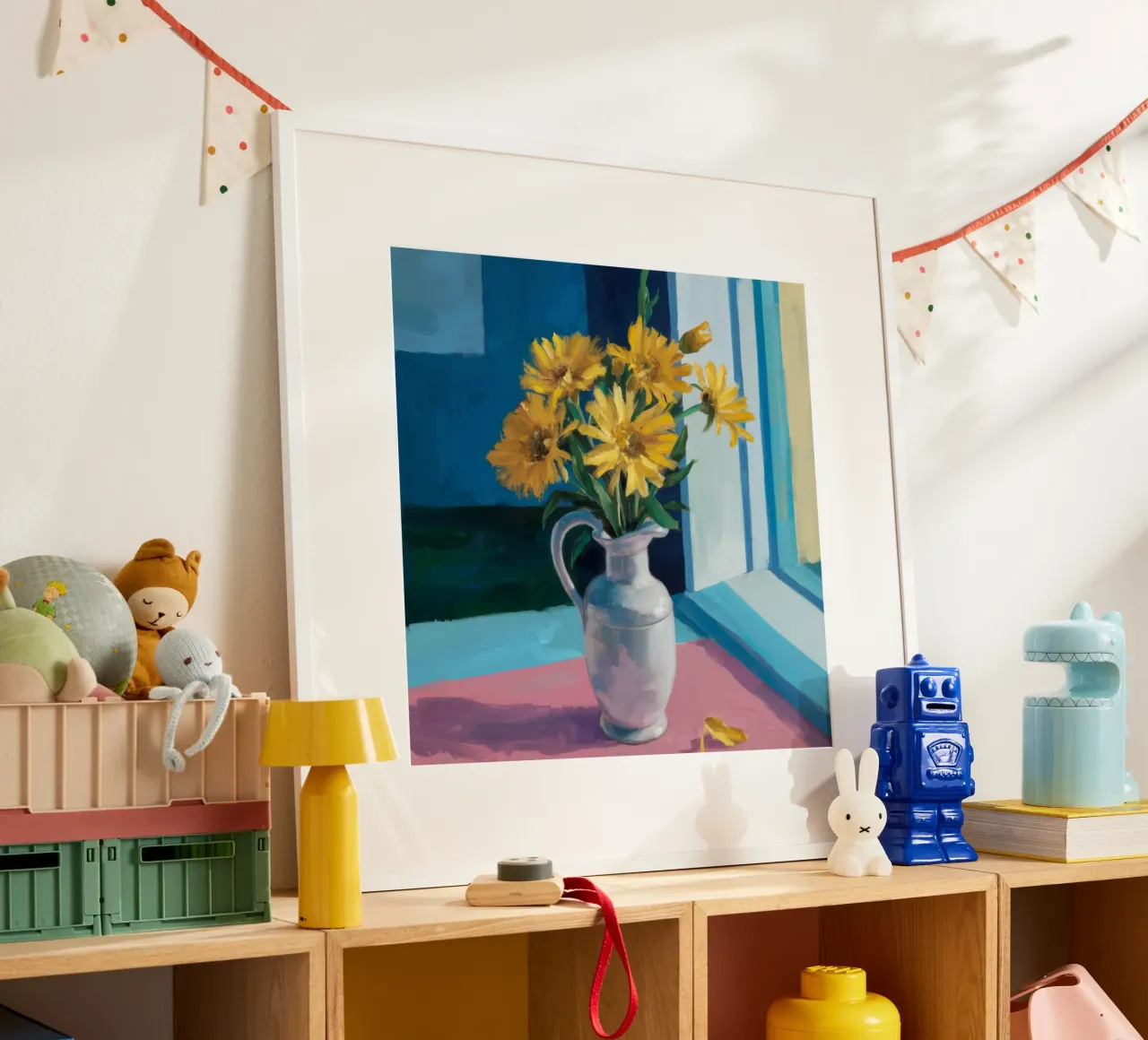 Davanzale con girasole poster con telaio in alluminio da Fable Tempa