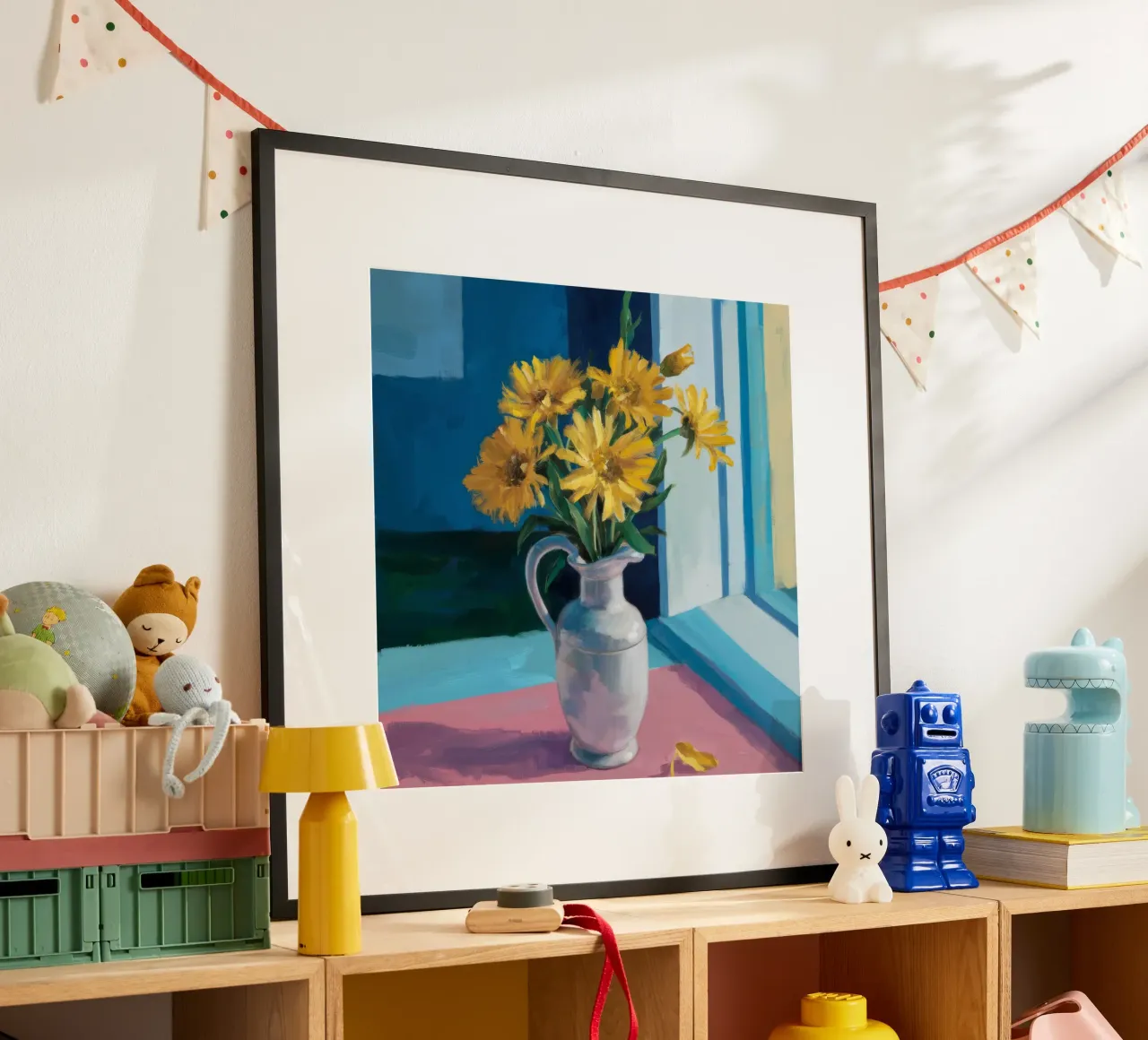 Davanzale con girasole poster con telaio in alluminio da Fable Tempa