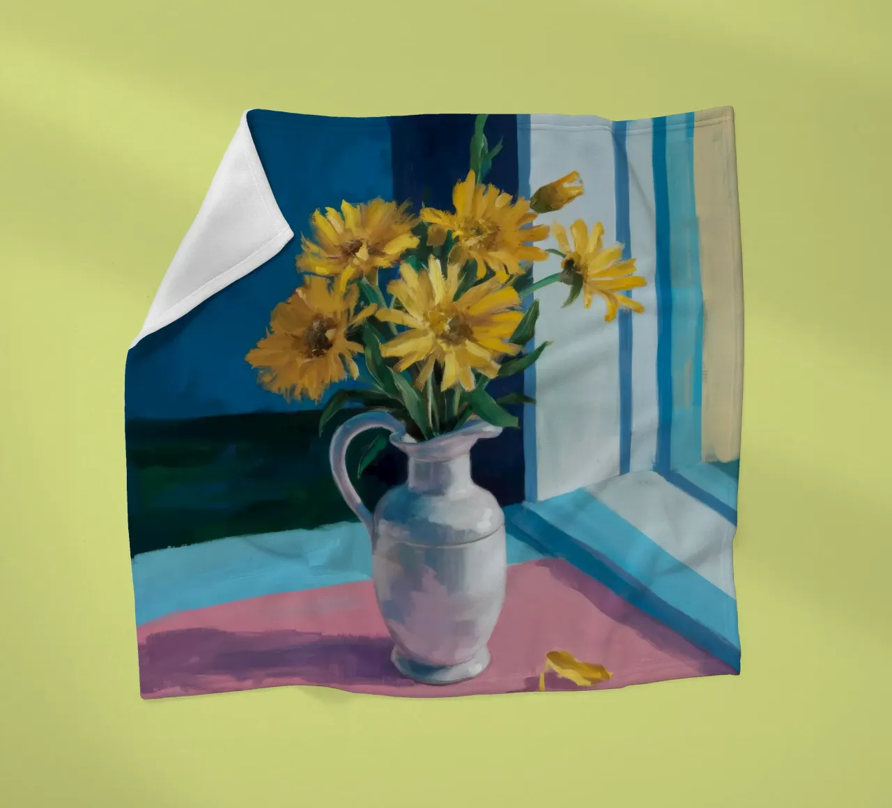 Sunflower Window Sill fleece blanket by Fable Tempa