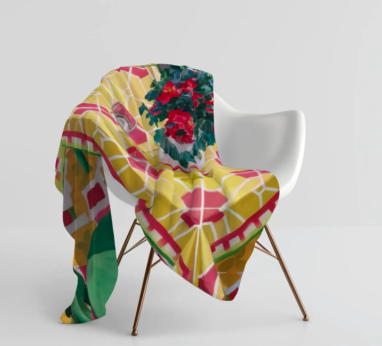 Sedia con motivo a orchidea coperta in pile da Pan Denim