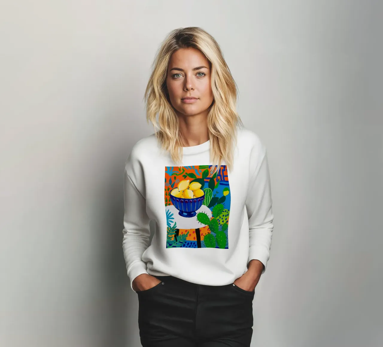 Kaktus-Zitrone-Oase Sweatshirt von Tiga Bersama