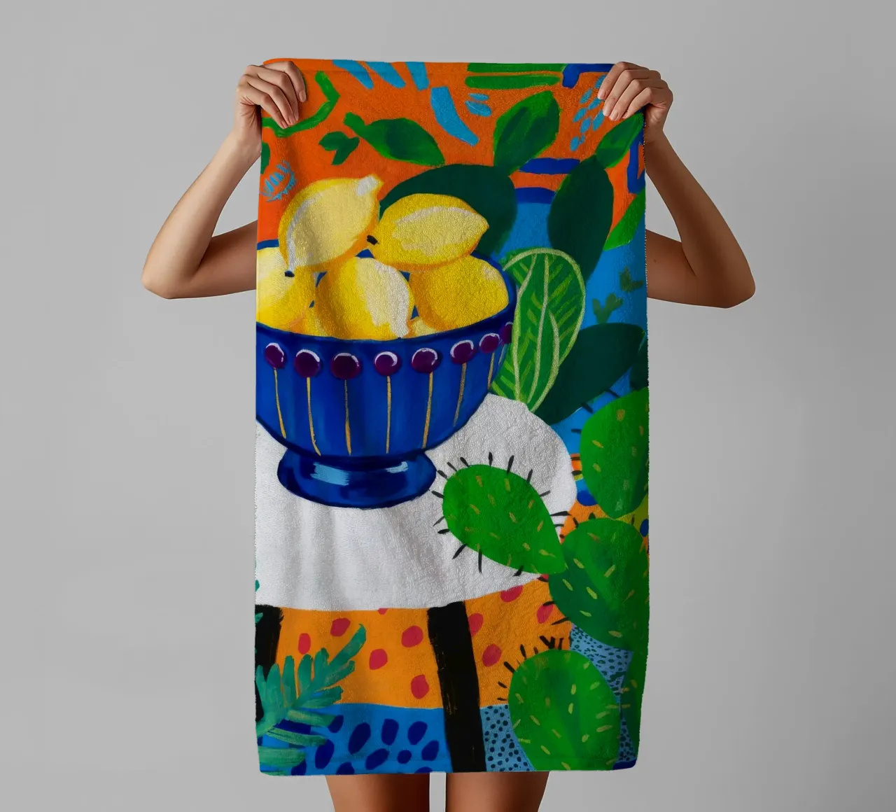 Kaktus-Zitrone-Oase Handtuch von Tiga Bersama