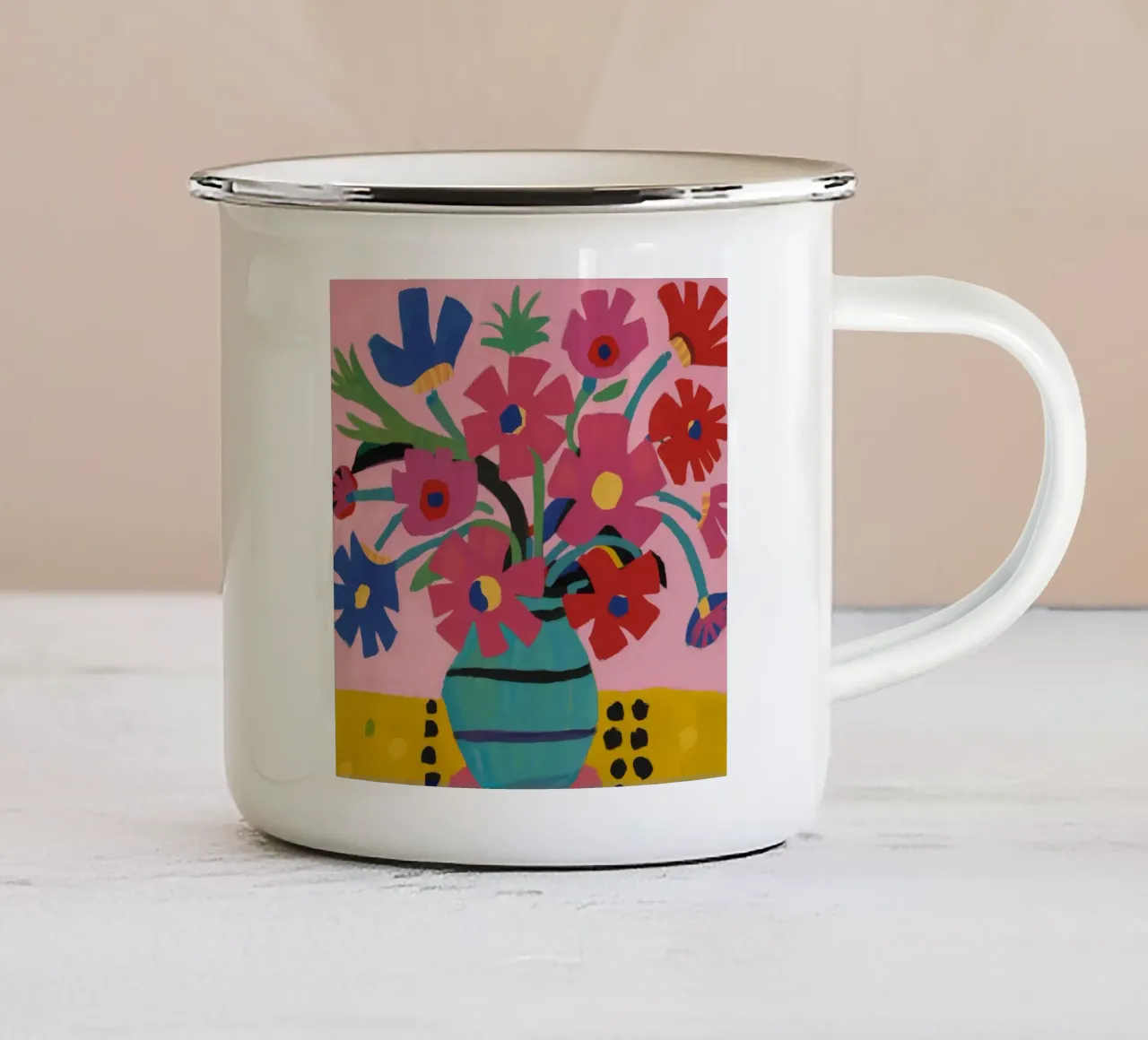 Fioritura fauvista tazza in smalto da Fable Tempa