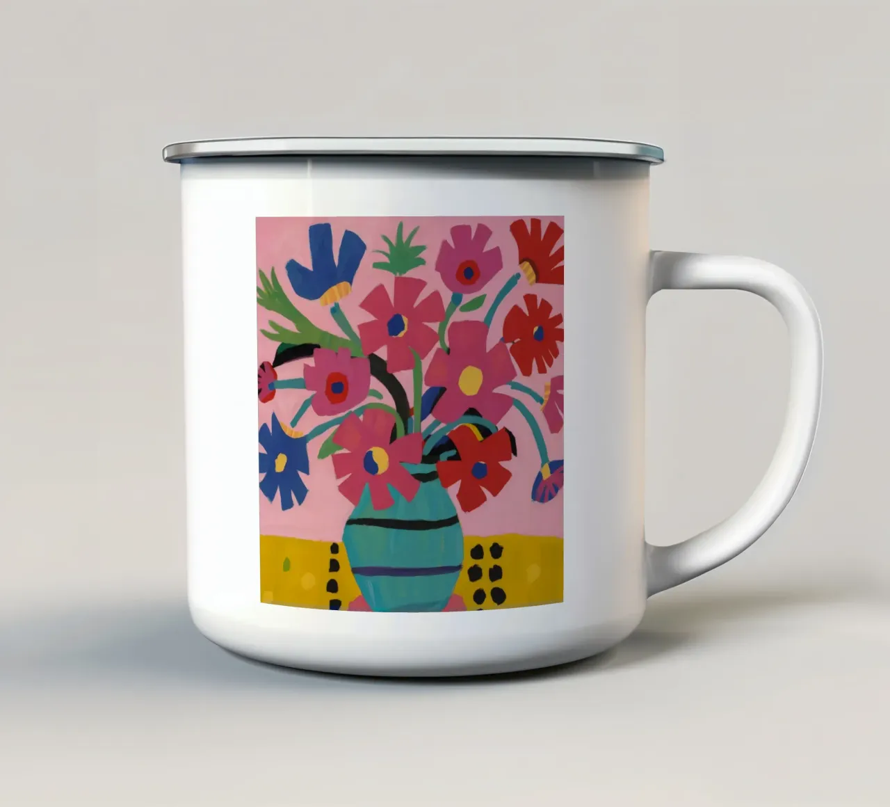 Fioritura fauvista tazza in smalto da Fable Tempa