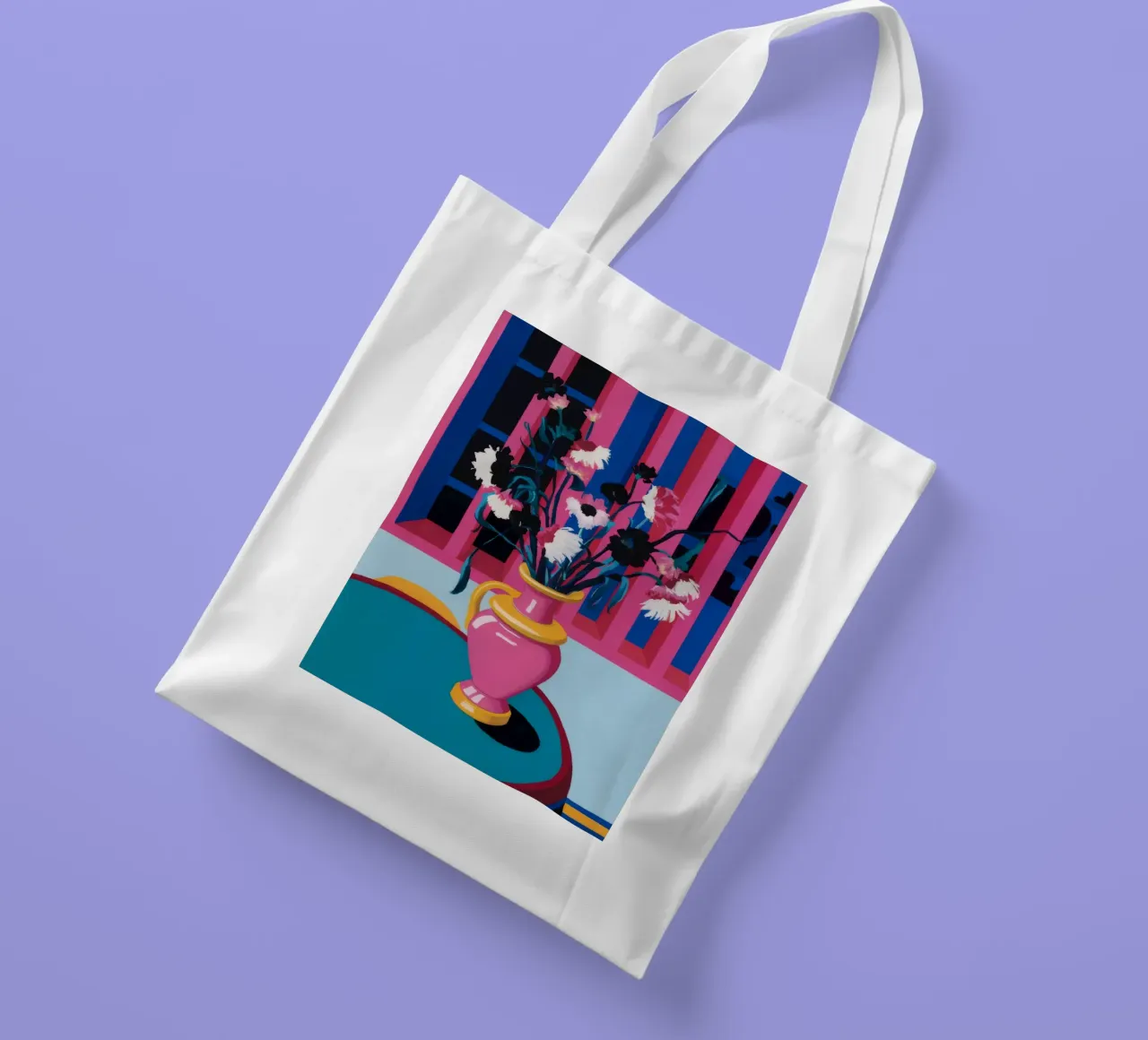 Anemoni in vaso a righe borsa in juta da Pan Denim