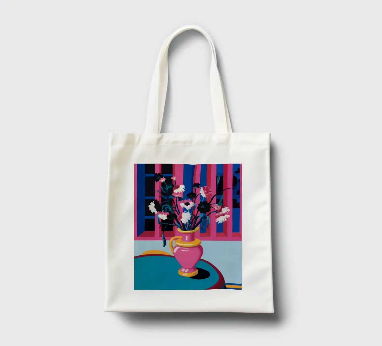 Anemoni in vaso a righe borsa in juta da Pan Denim