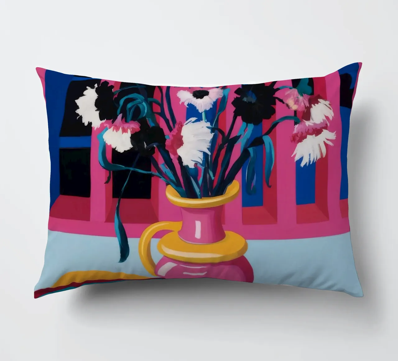Anemoni in vaso a righe cuscino da Pan Denim