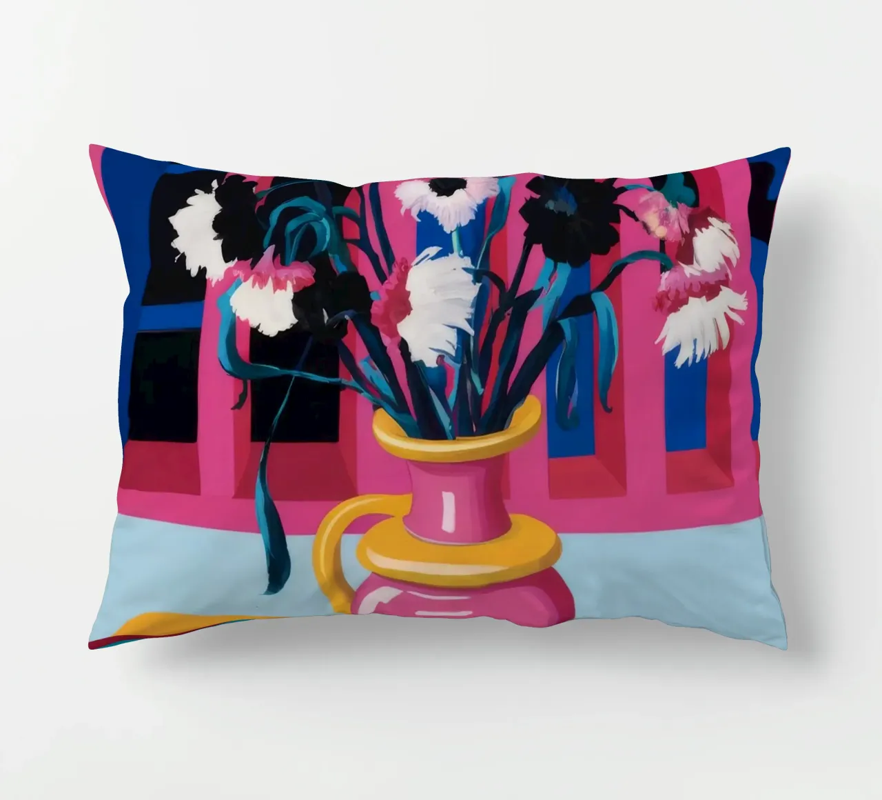 Anemoni in vaso a righe cuscino da Pan Denim
