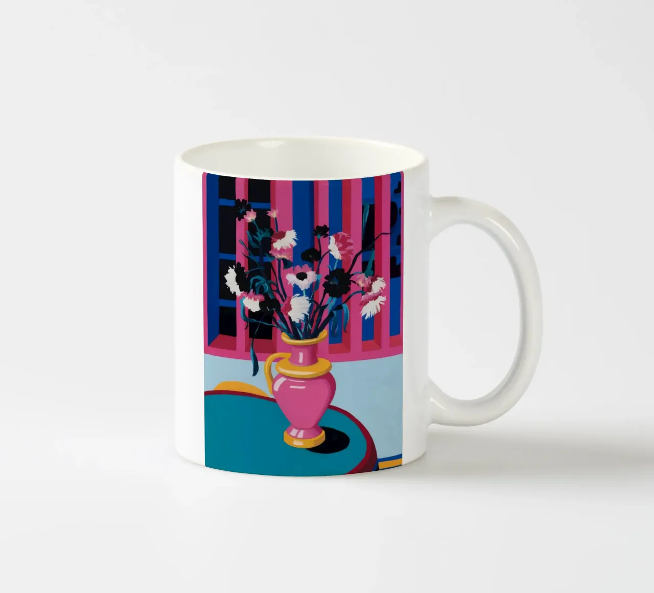 Anemoni in vaso a righe tazza in ceramica da Pan Denim