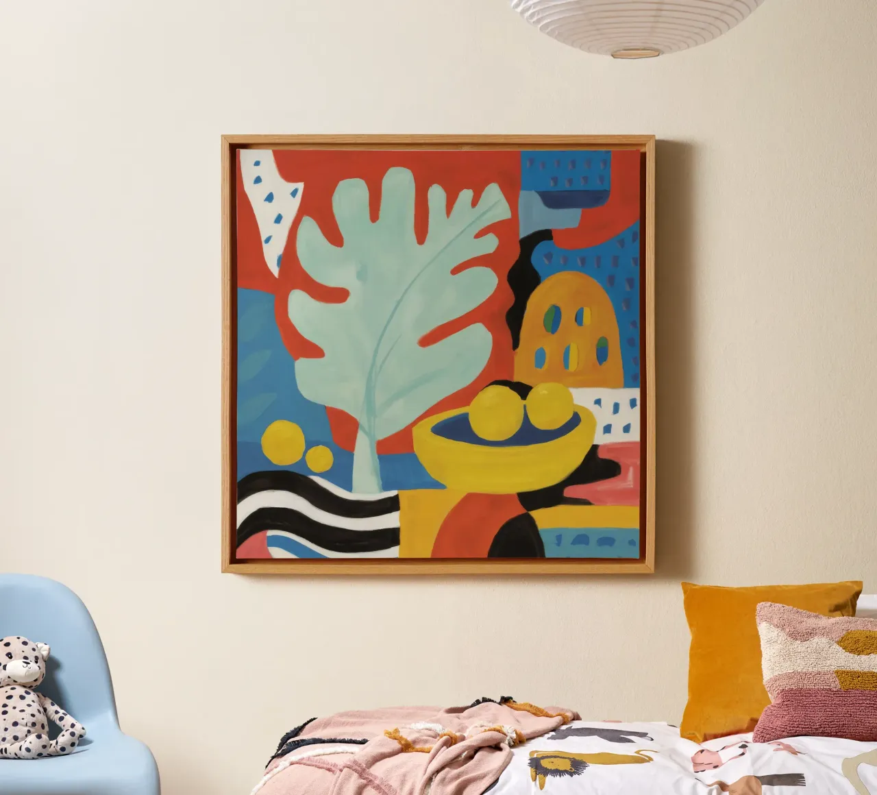 Abstracte bladerhoek canvas met Baklijst van Tiga Bersama