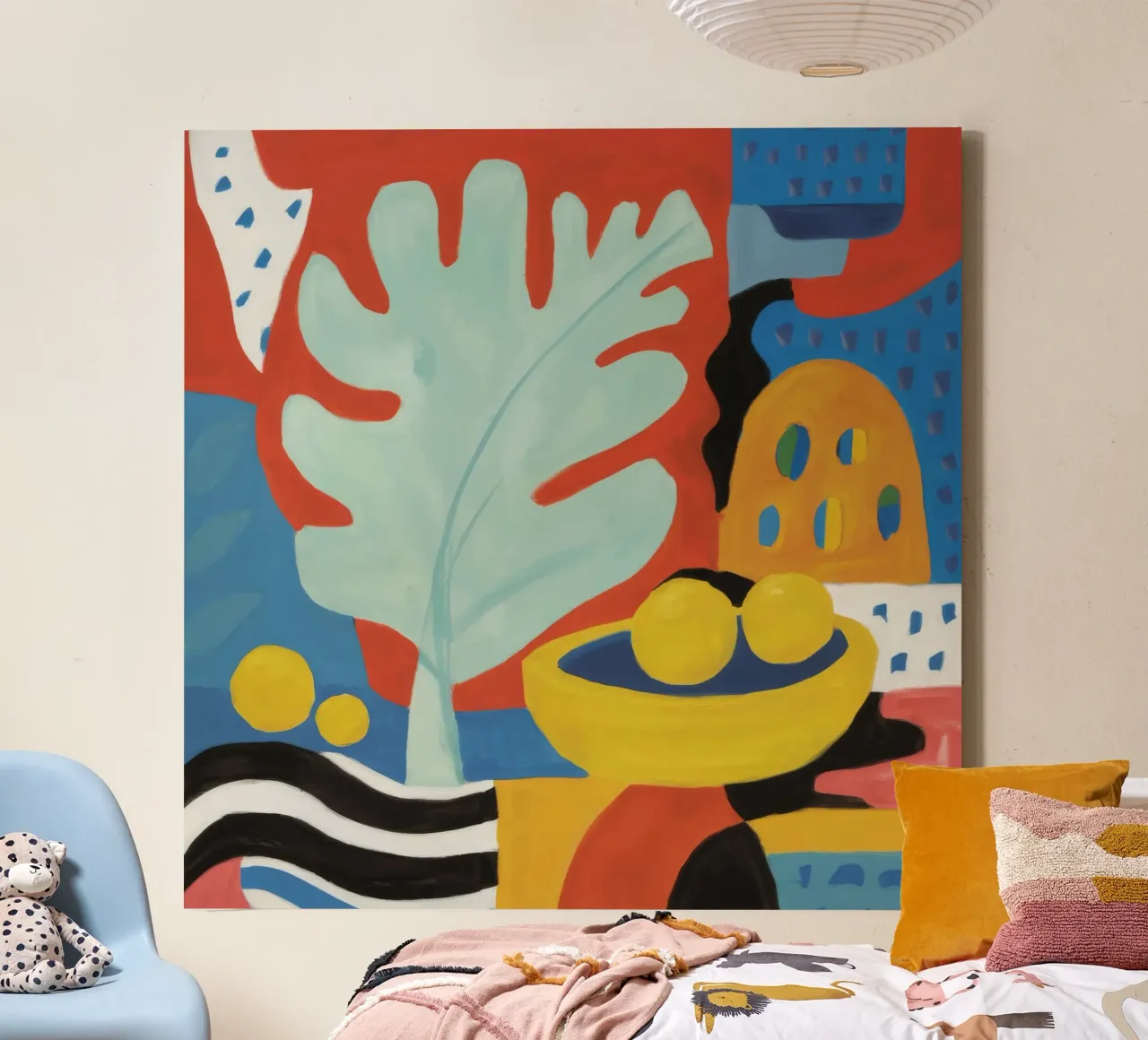 Abstracte bladerhoek canvas met Baklijst van Tiga Bersama