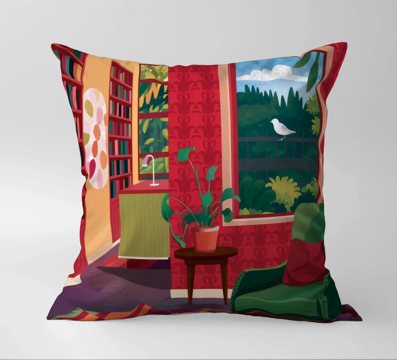 Rainbow Reading Vista decorative cushion by Haven Fantasy