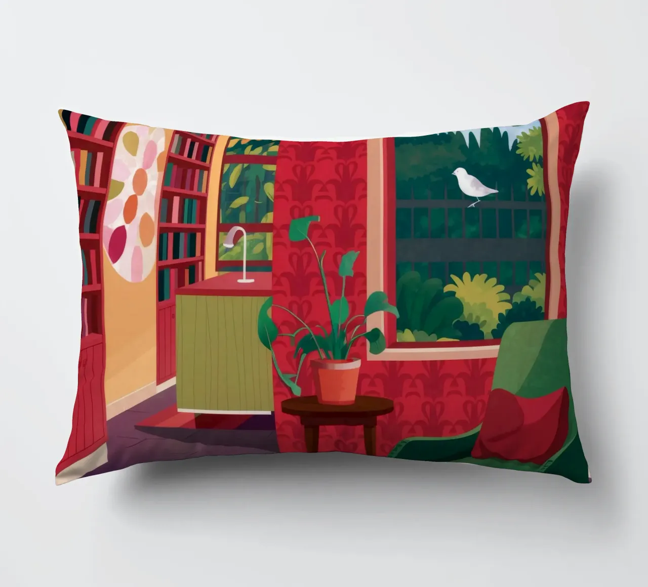 Rainbow Reading Vista decorative cushion by Haven Fantasy