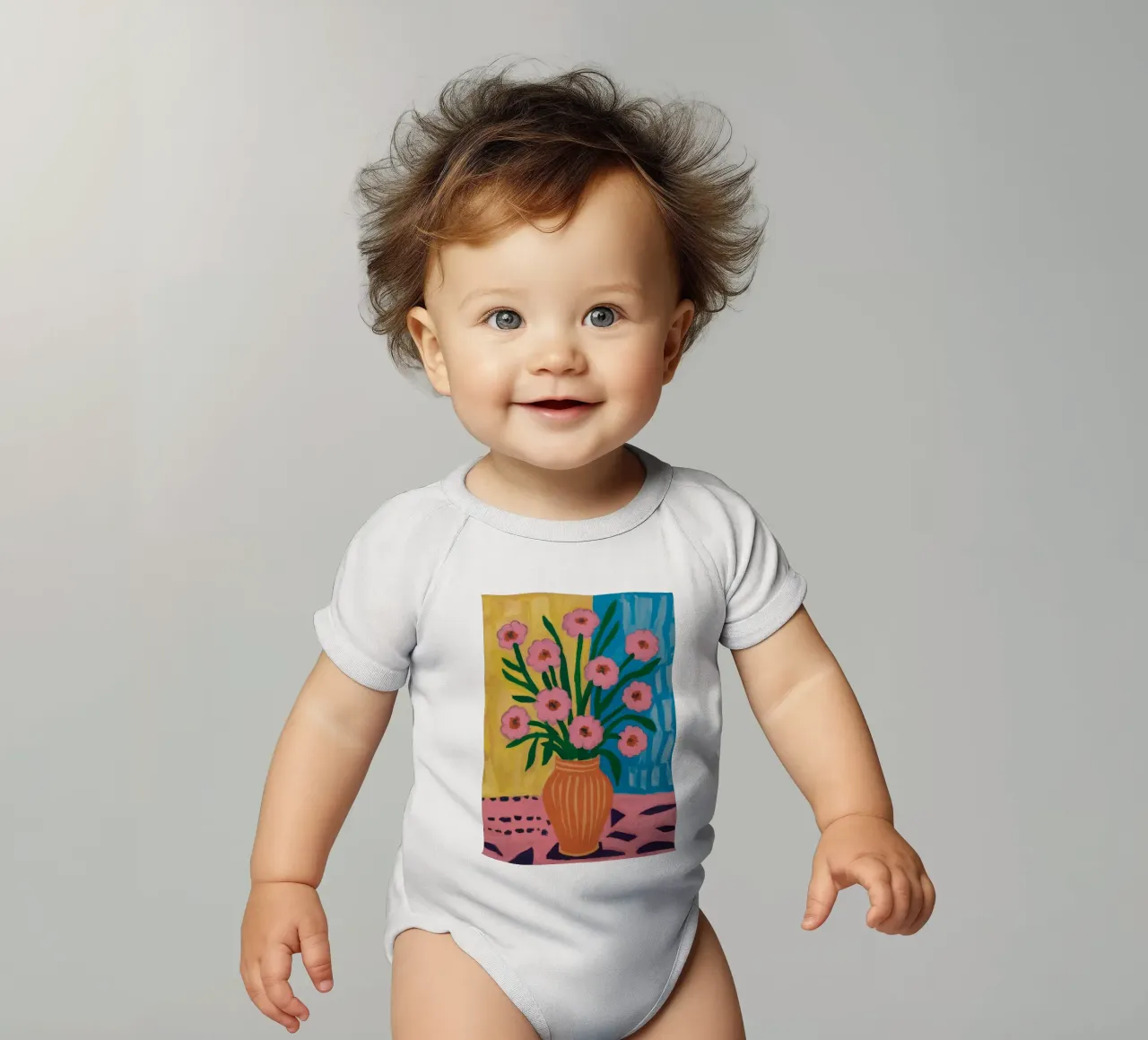 Terracotta Pattern Play body neonato maniche corte da Fable Tempa