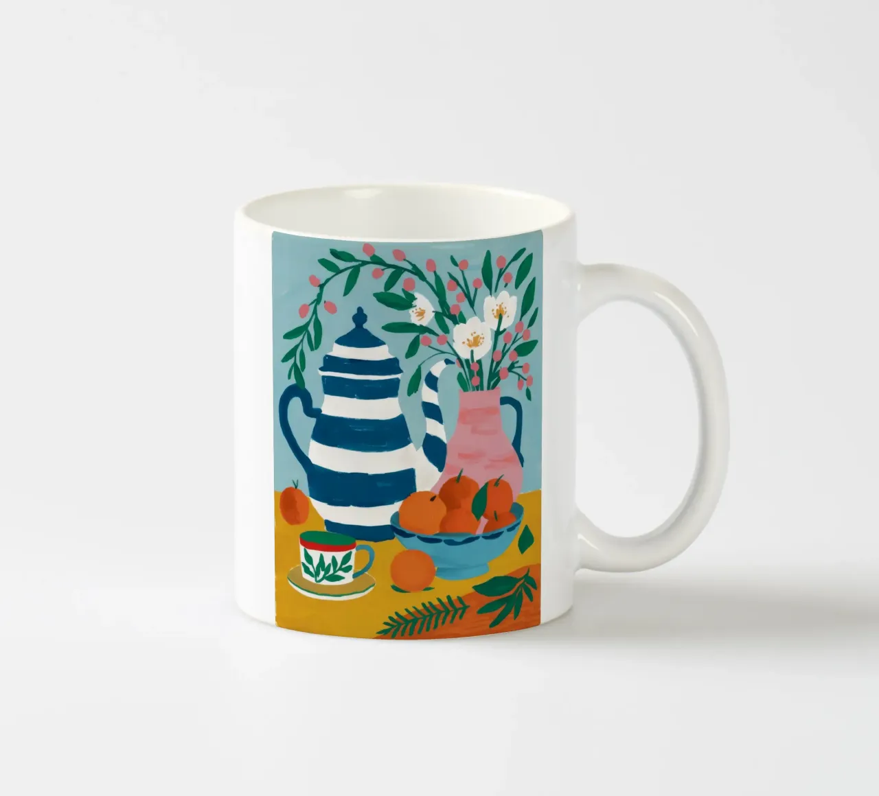 Fiori di brocca a righe tazza in ceramica da Tiga Bersama