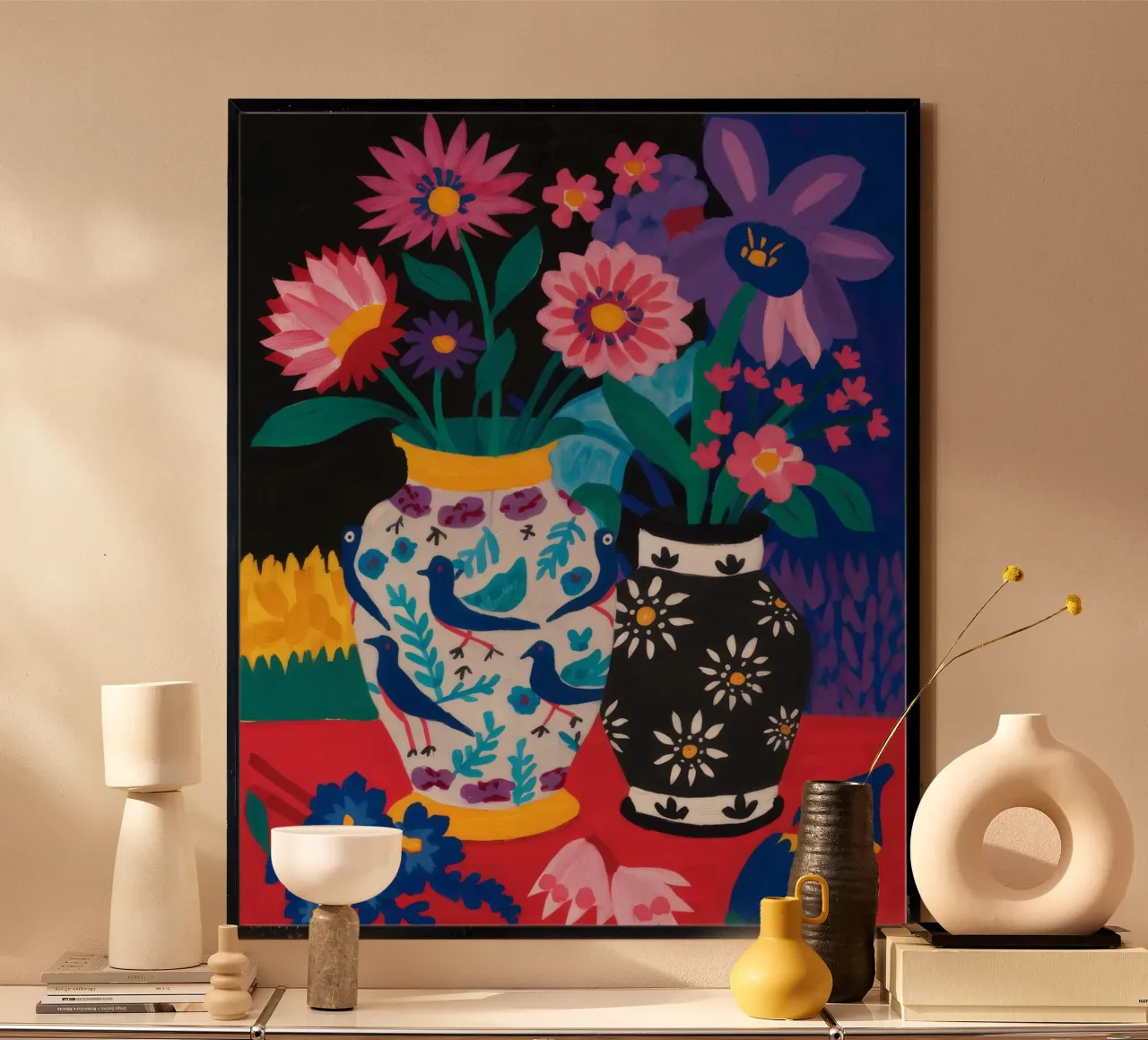 Serraglio floreale di mezzanotte poster con telaio in plastica da Fable Tempa