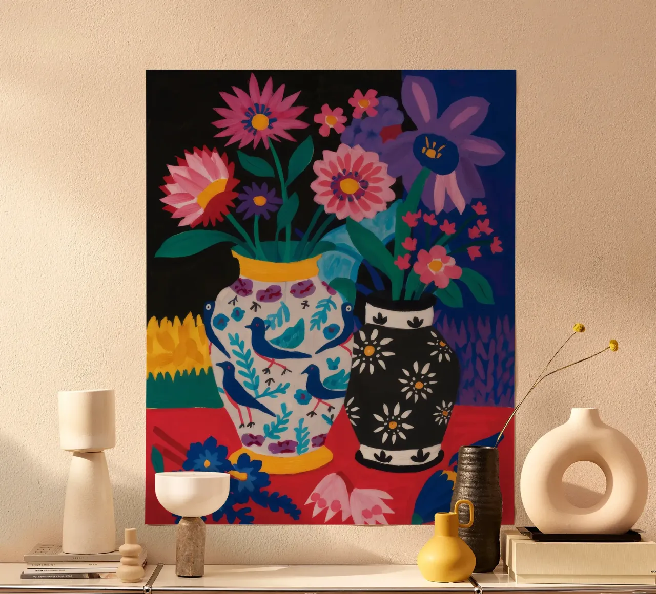 Serraglio floreale di mezzanotte poster con telaio in plastica da Fable Tempa