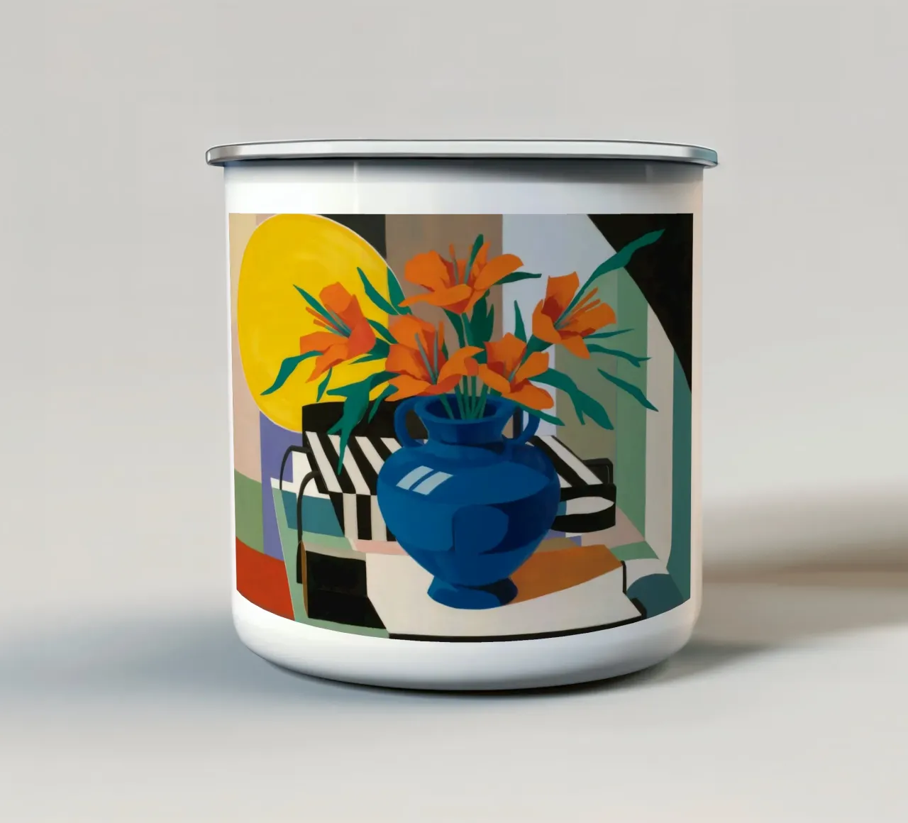 Geometria del vaso al tramonto tazza in smalto da Tiga Bersama