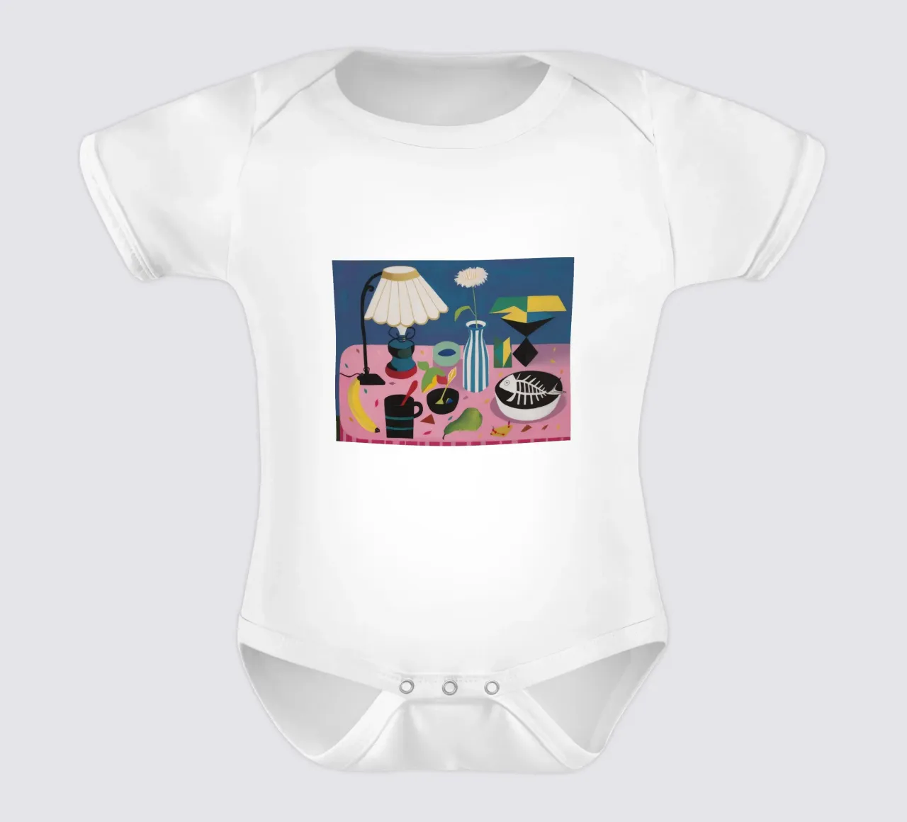 Cubist Lamp and Table short-sleeve baby romper by Fable Tempa