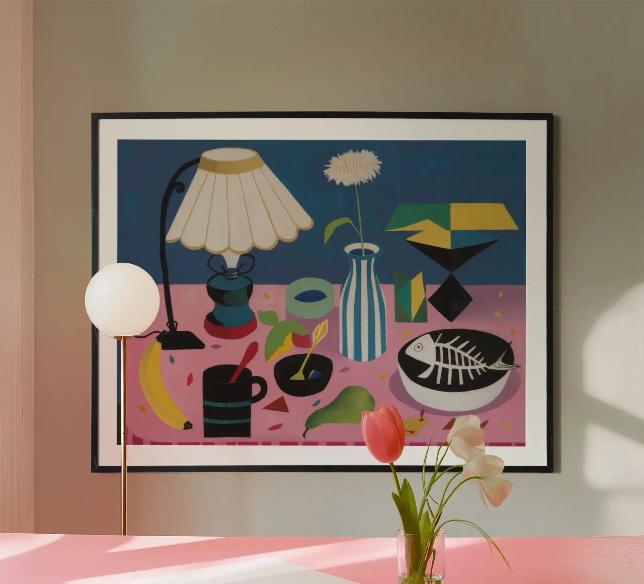 Cubist Lamp and Table hahnemühle by Fable Tempa