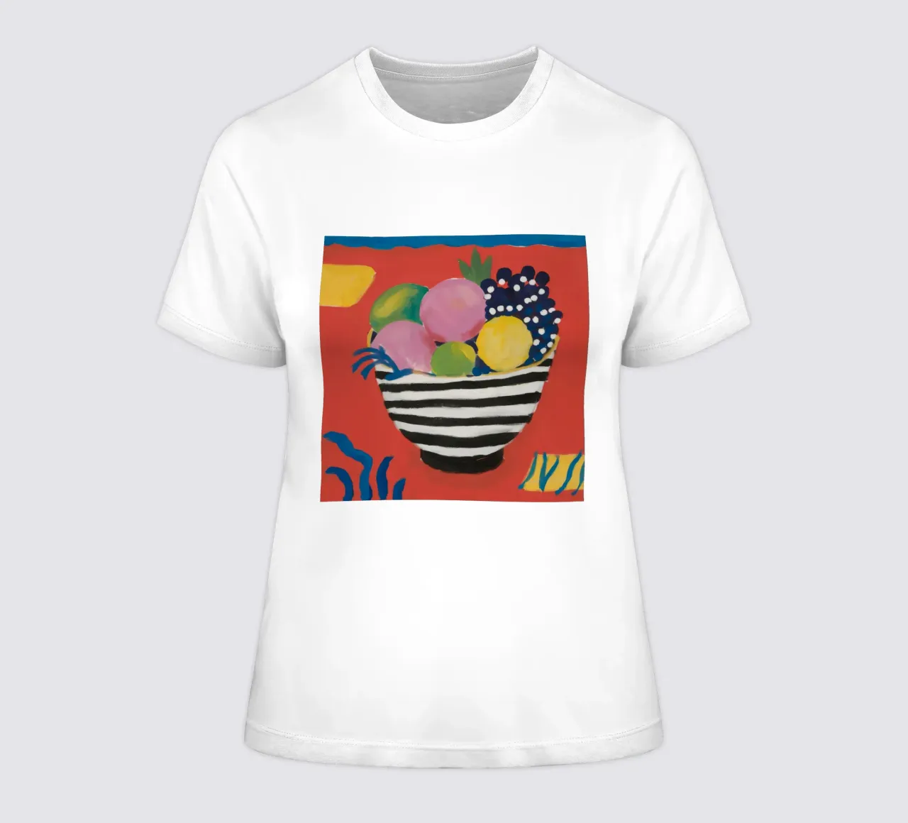 Striped Bowl Medley women's fitted t-shirt by Tiga Bersama